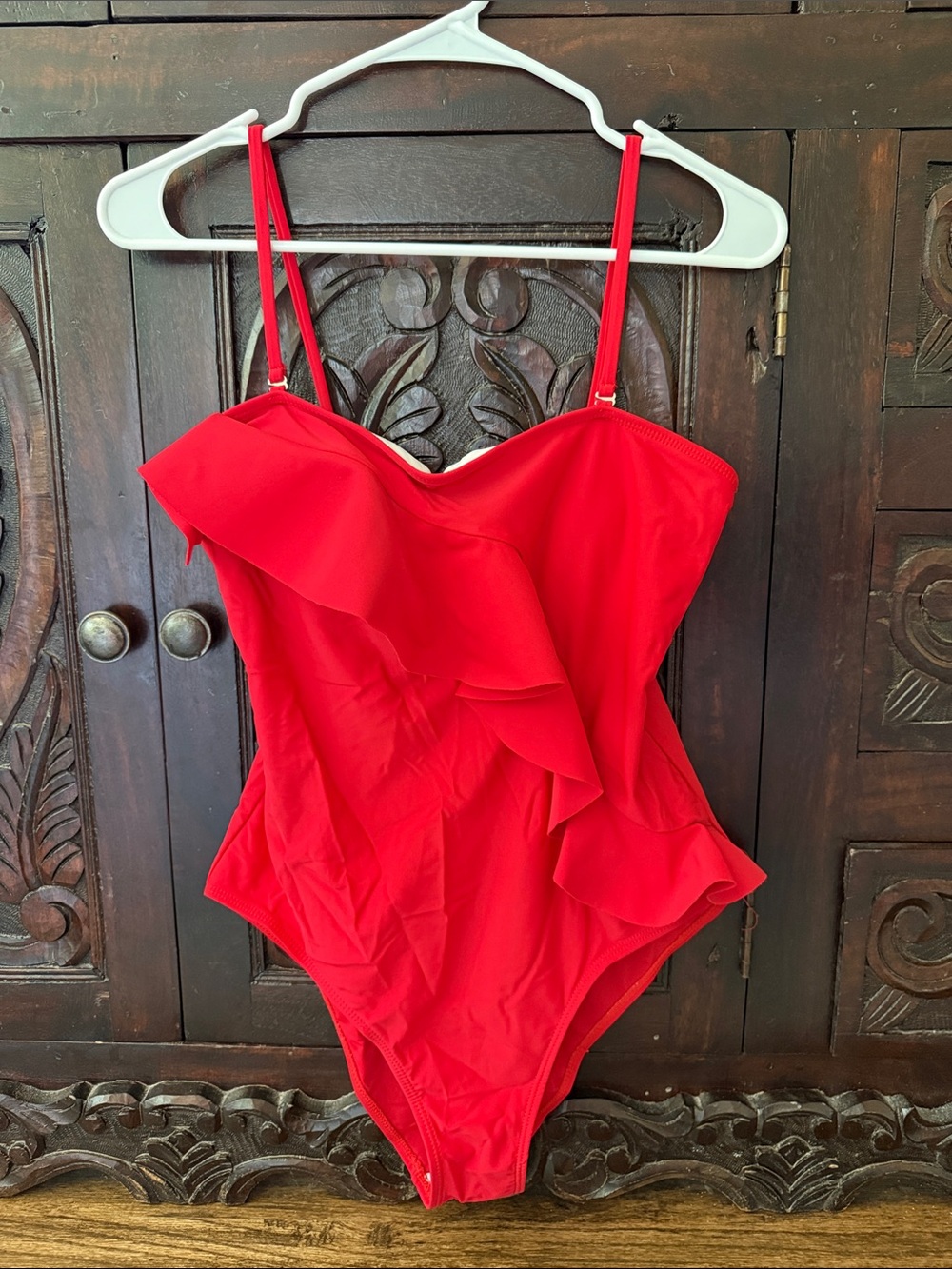 Red Ruffle One-Piece Swimsuit